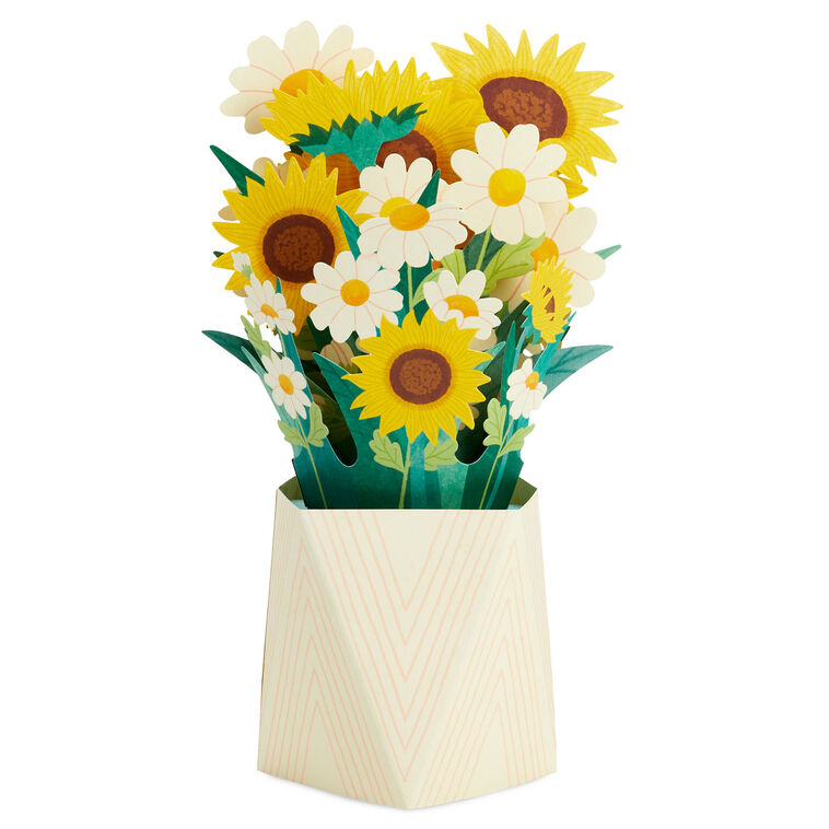 Hallmark Daisy And Sunflower Bouquet Thinking Of You 3D Pop-Up Card