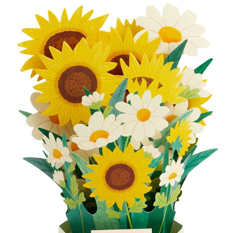 Hallmark Daisy And Sunflower Bouquet Thinking Of You 3D Pop-Up Card