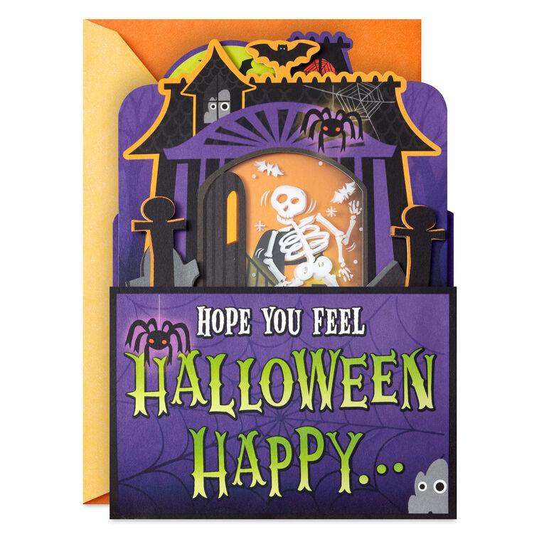 Hallmark Dancing Skeleton Musical Pop-Up Halloween Card With Light