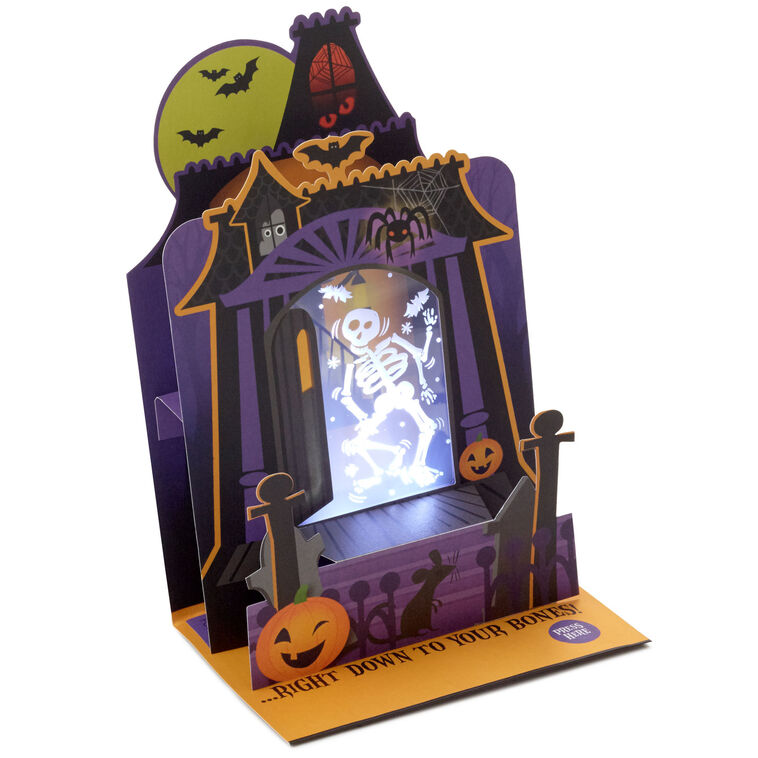 hallmark Dancing Skeleton Musical Pop-Up Halloween Card With Light
