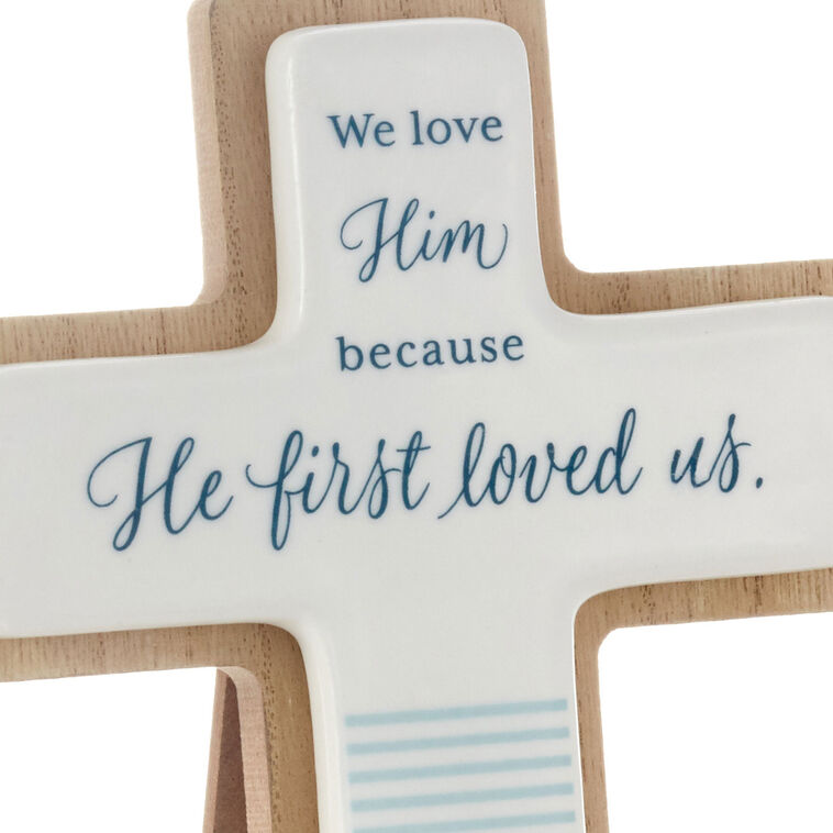 Hallmark DaySpring Wood And Ceramic Cross With Scripture