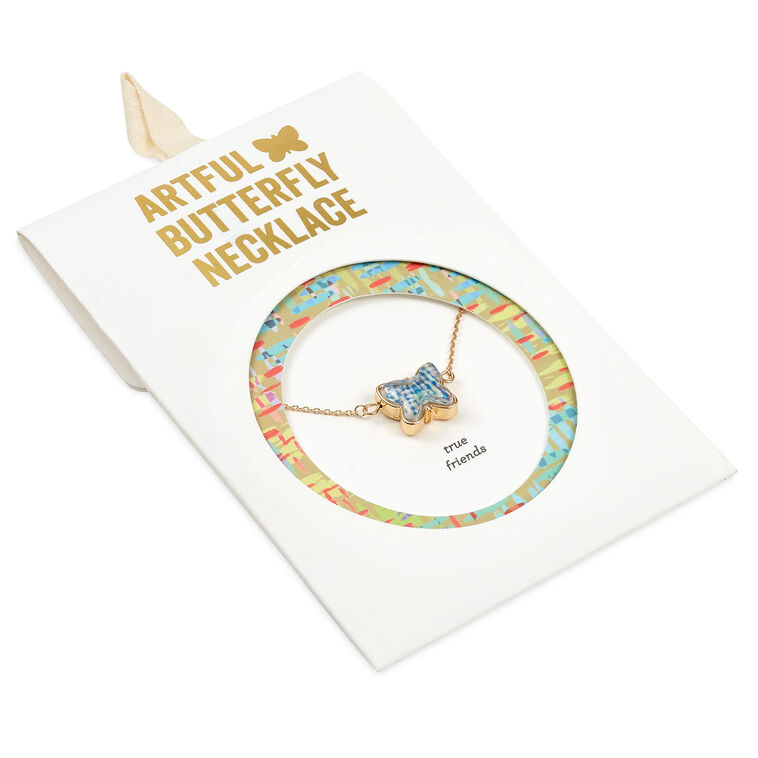Hallmark Demdaco Artful Butterfly Charm Friendship Necklace 16"
