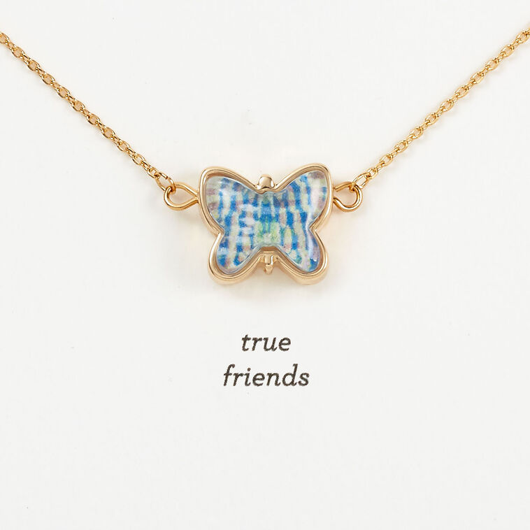hallmark Demdaco Artful Butterfly Charm Friendship Necklace 16"