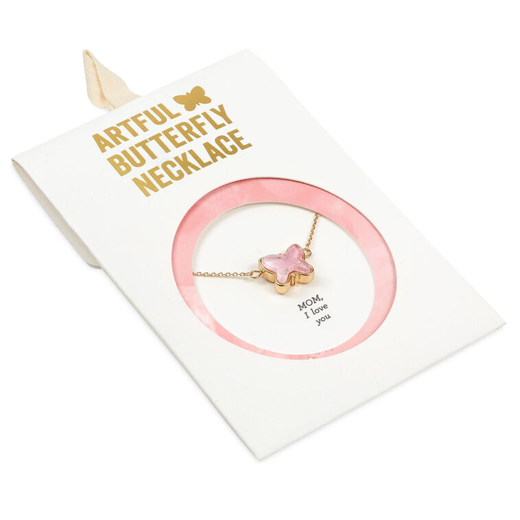 Hallmark Demdaco Artful Butterfly Charm Necklace For Mom 16"