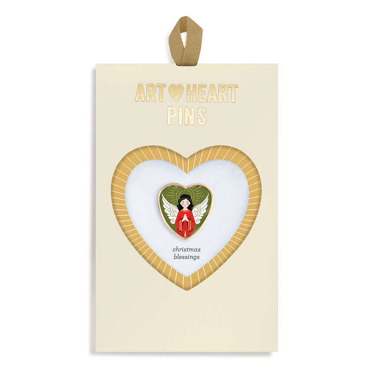 hallmark Demdaco Christmas Blessings Angel Art Heart Pin