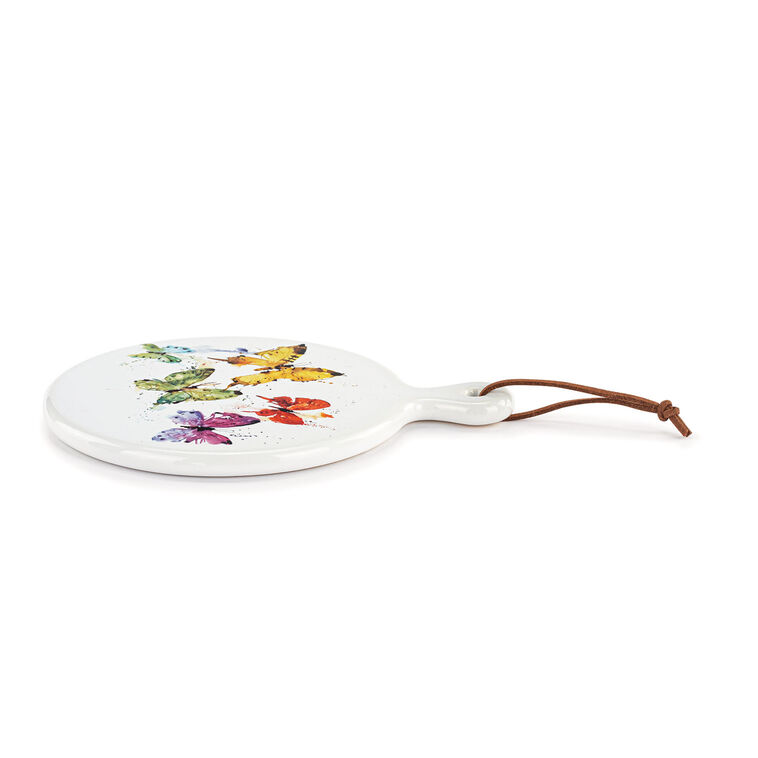 Hallmark Demdaco Flock Of Butterflies Mini Ceramic Serving Board With Spreader 6.5"