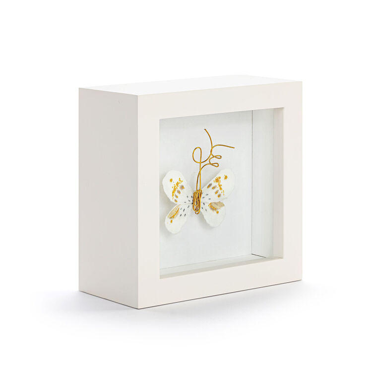 Hallmark Demdaco Love From Above White And Gold Butterfly Small Shadow Box 4"