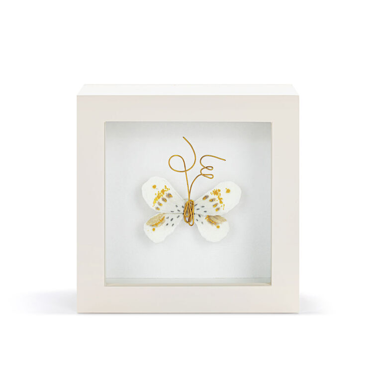 hallmark Demdaco Love From Above White and Gold Butterfly Small Shadow Box 4"