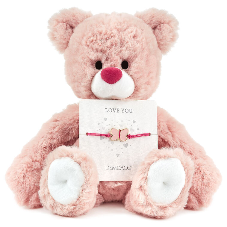 hallmark Demdaco Love You Bear Stuffed Animal With Butterfly Bracelet