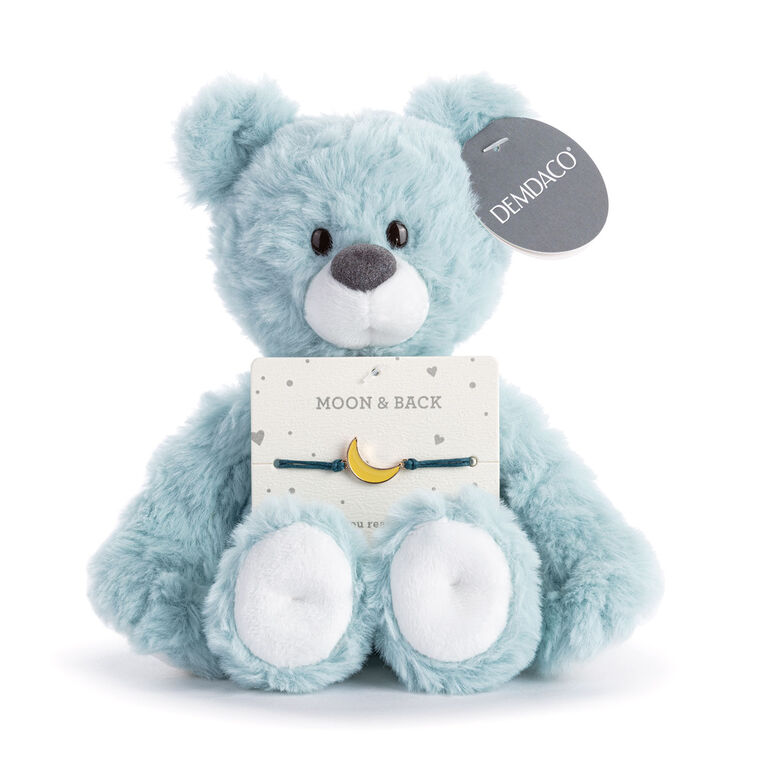 Hallmark Demdaco Moon And Back Blue Plush Bear With Moon Bracelet