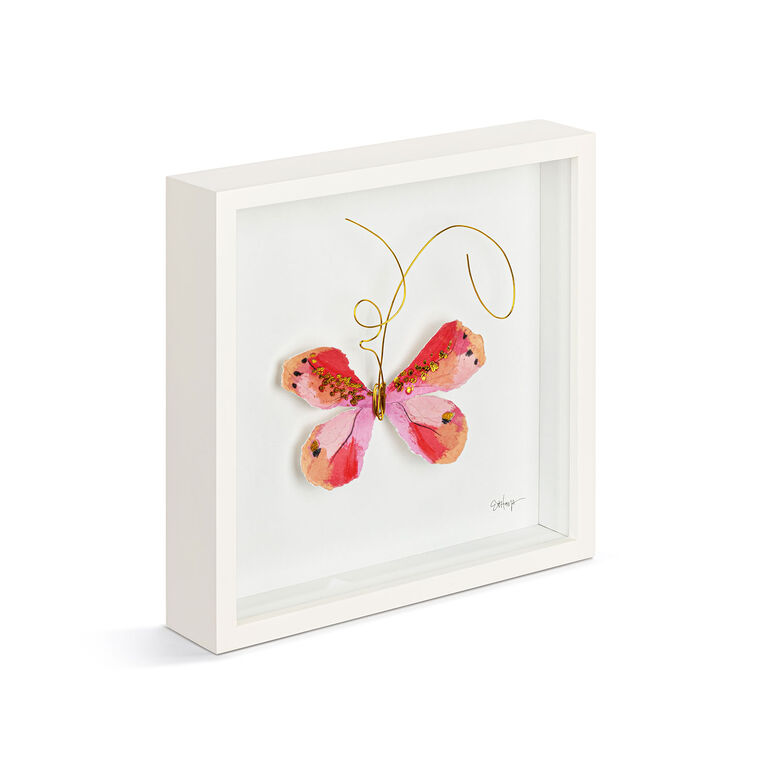 Hallmark Demdaco Pink Butterfly Shadow Box Wall Decor 10"