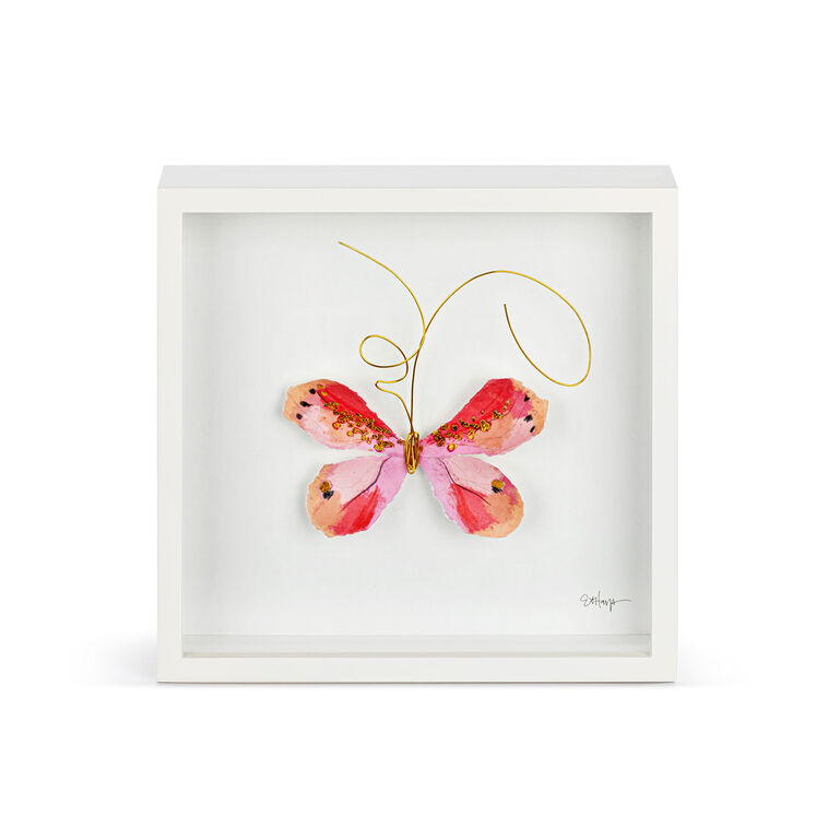 hallmark Demdaco Pink Butterfly Shadow Box Wall Decor 10"