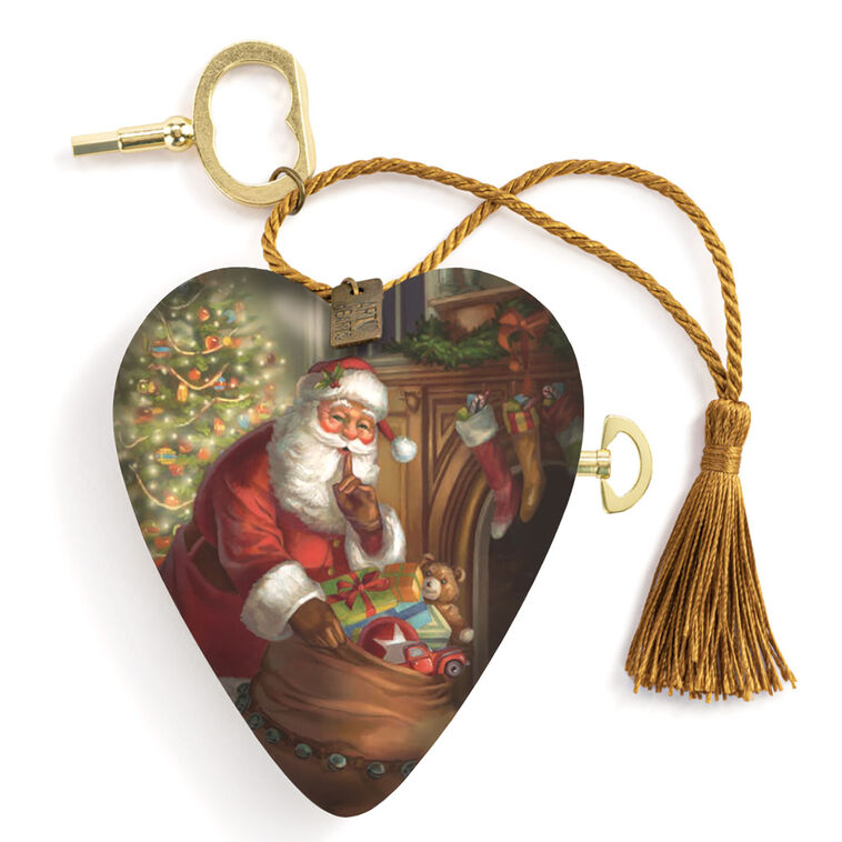 hallmark Demdaco Santa Musical Art Heart With Key Stand
