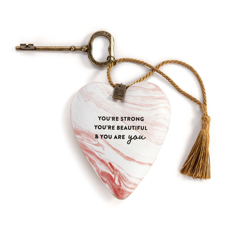 hallmark Demdaco Strong Beautiful You Art Heart With Key Stand