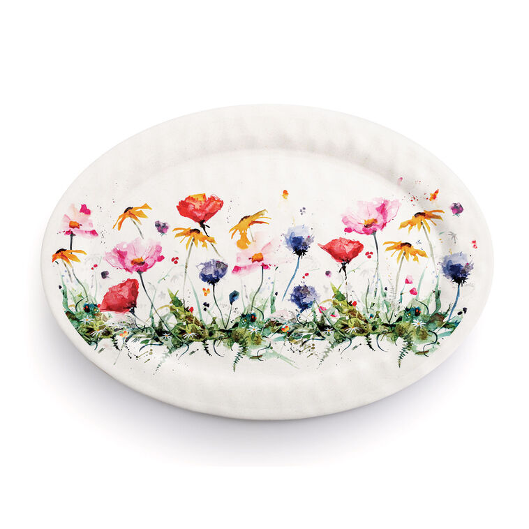 hallmark Demdaco Wildflowers Large Melamine Oval Platter