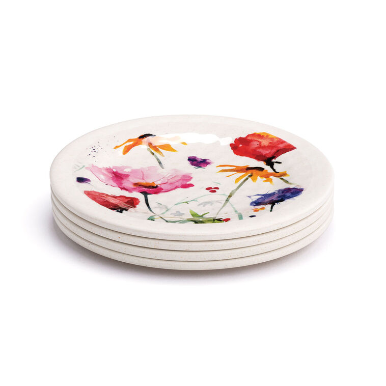 Hallmark Demdaco Wildflowers Melamine Appetizer Plates Set Of 4