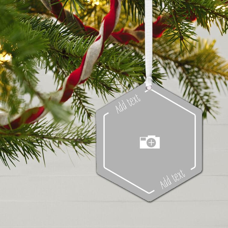 Hallmark Design-Your-Own Hexagon Metal Personalized Ornament Custom Photo And Text