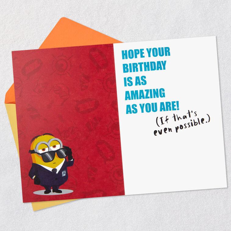 Hallmark Despicable Me 4 Mind-blowing Coolness Minions Birthday Card For Kids With Stickers