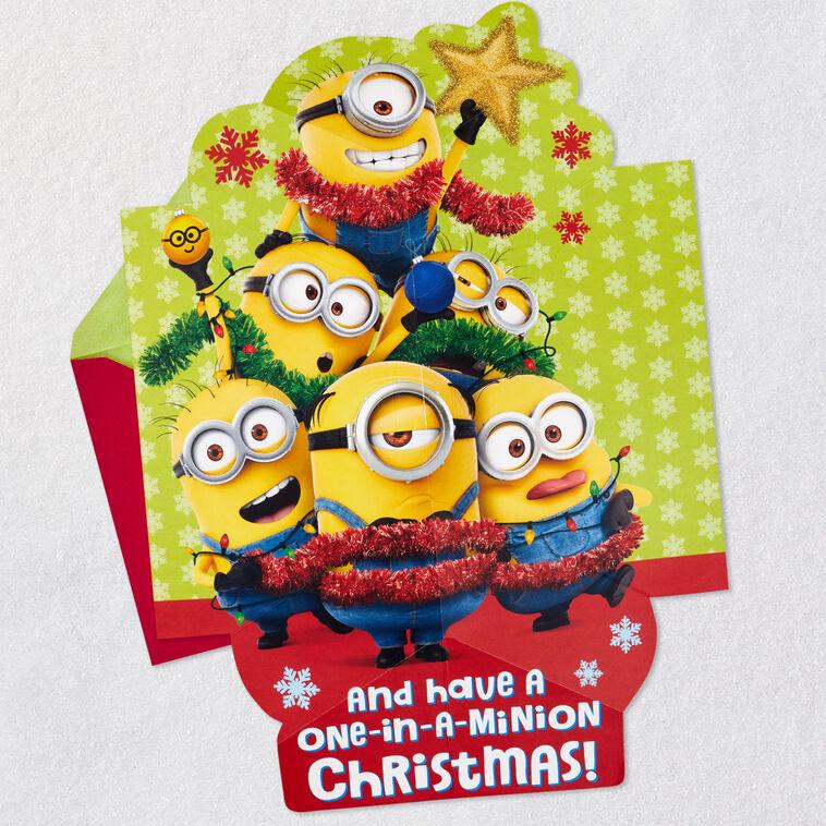 Hallmark Despicable Me Minions Jolly Style Musical Pop-Up Christmas Card