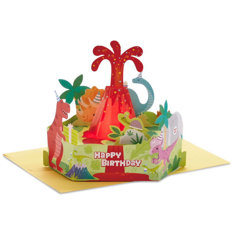 hallmark Dinosaurs Musical 3D Pop-Up Birthday Card With Light