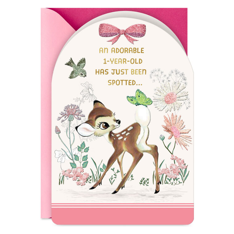hallmark Disney Bambi Wonder and Fun First Birthday Card for Girls
