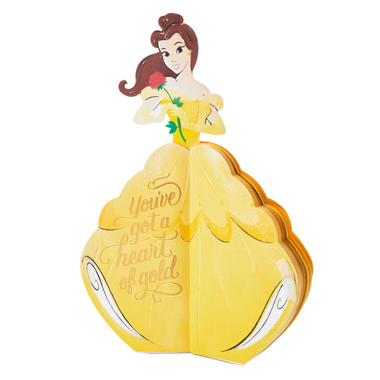 Hallmark Disney Beauty And The Beast Belle Heart Of Gold Honeycomb 3D Pop-Up Card