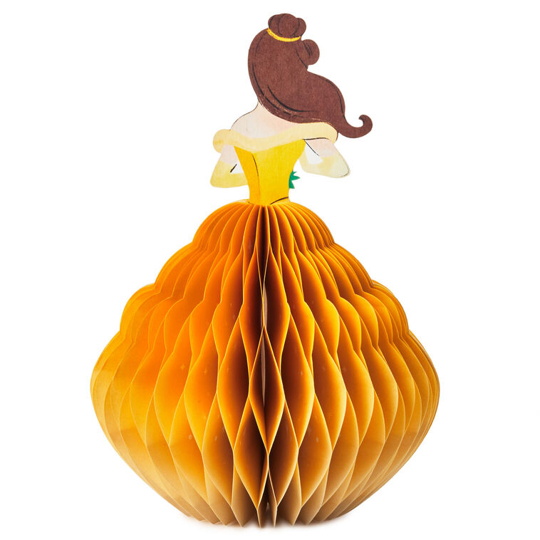 Hallmark Disney Beauty And The Beast Belle Heart Of Gold Honeycomb 3D Pop-Up Card
