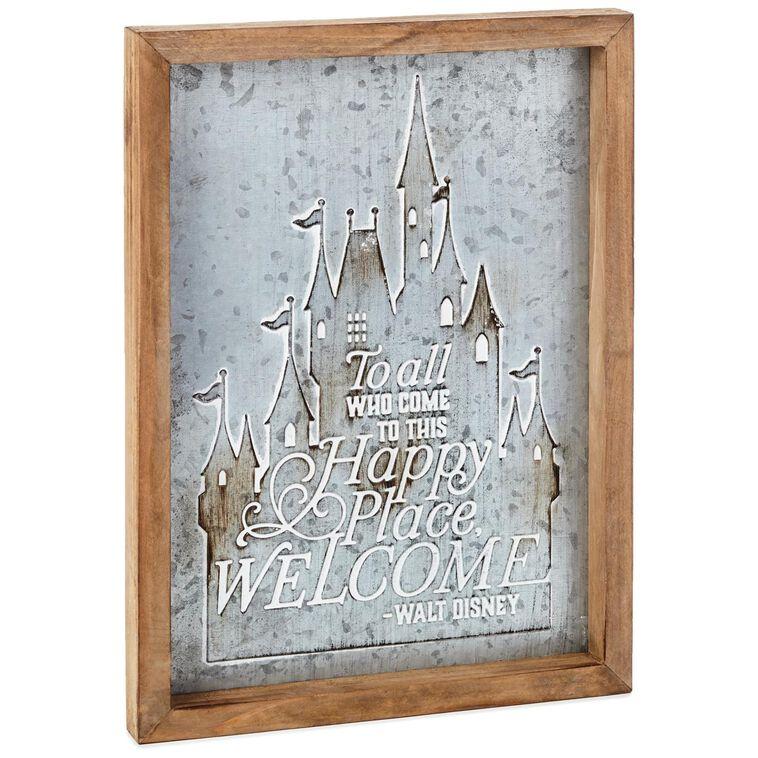 hallmark Disney Castle Happy Place Wood and Metal Quote Sign 8.75x12