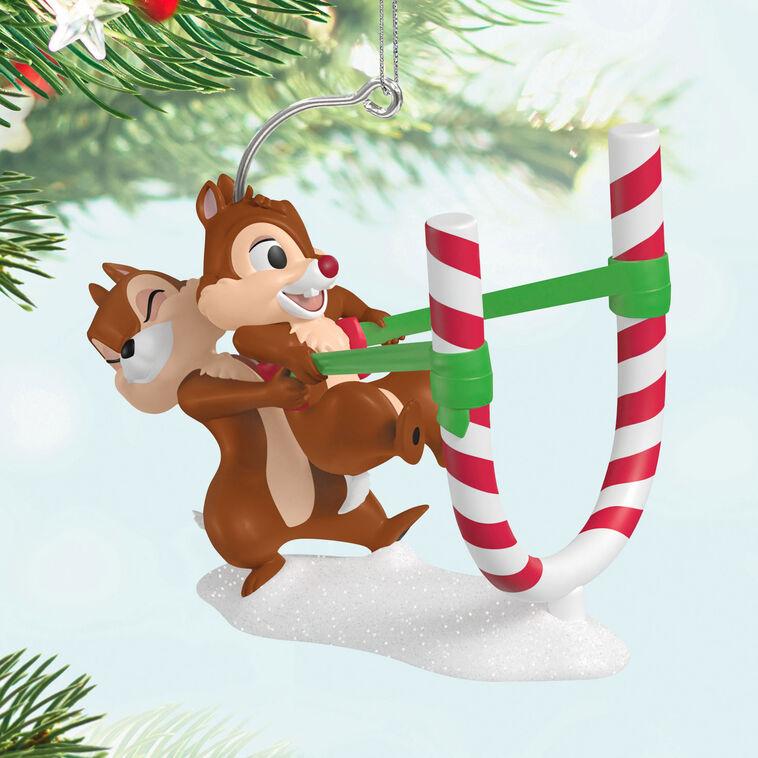 Hallmark Disney Chip And Dale Candy Cane Catapult Ornament