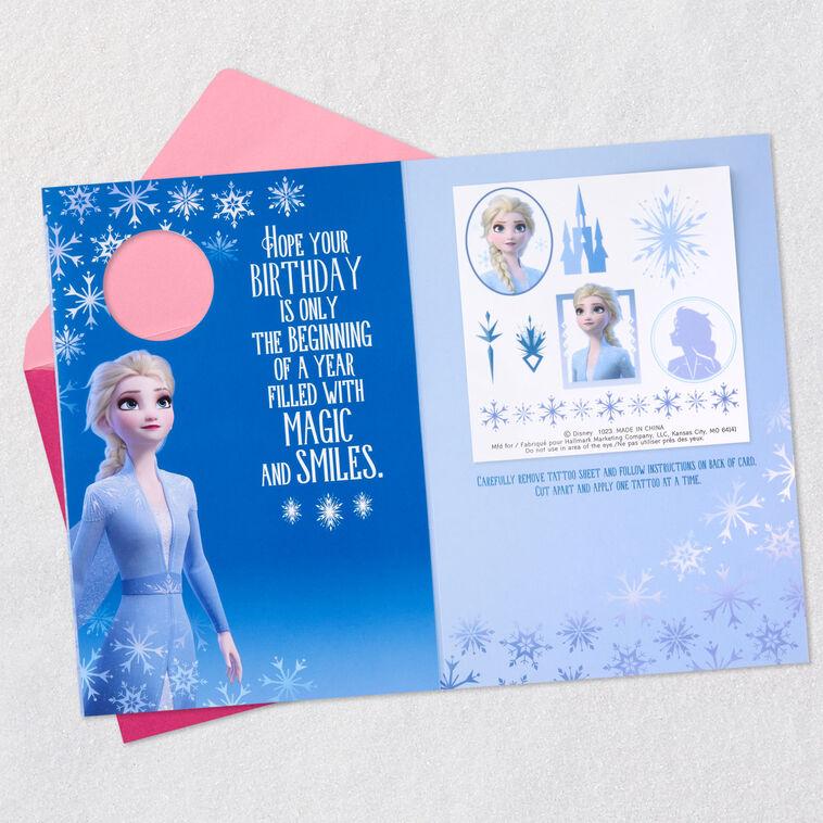 Hallmark Disney Frozen 2 Elsa Magical Journey Birthday Card With Temporary Tattoos