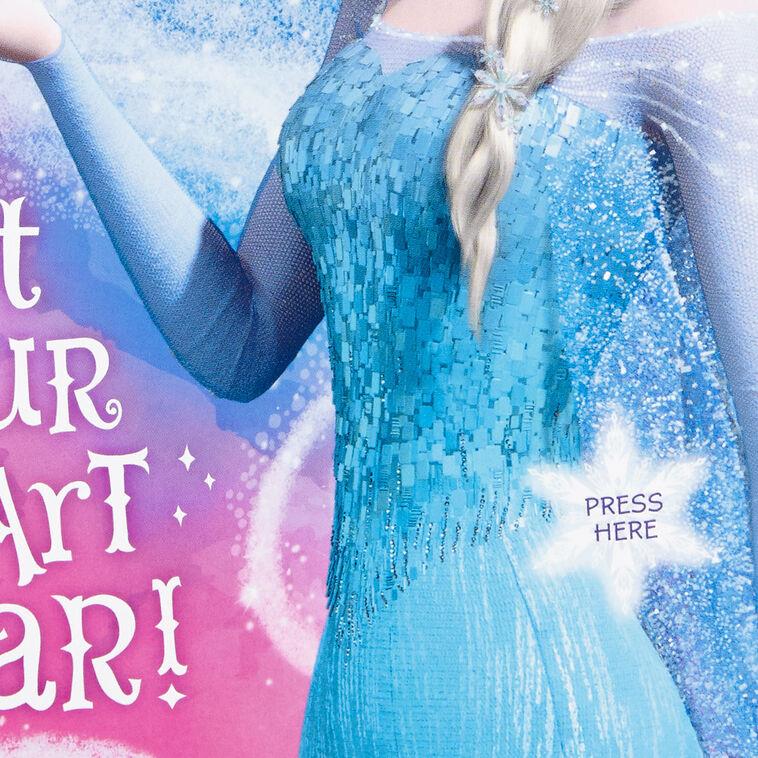 Hallmark Disney Frozen Elsa Snowflake Musical Birthday Card With Light
