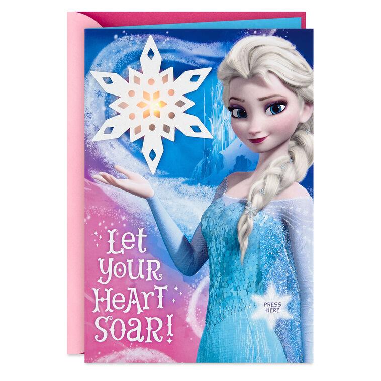 hallmark Disney Frozen Elsa Snowflake Musical Birthday Card With Light