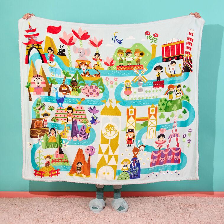 Hallmark Disney It's A Small World Map Throw Blanket 60x52