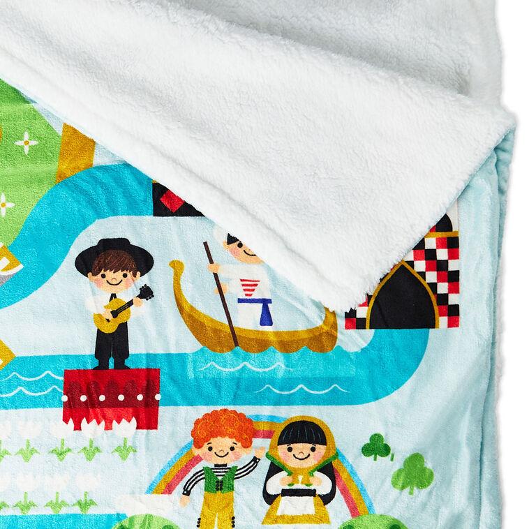 Hallmark Disney It's A Small World Map Throw Blanket 60x52
