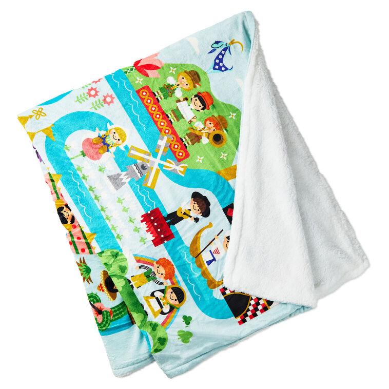 hallmark Disney It's a Small World Map Throw Blanket 60x52
