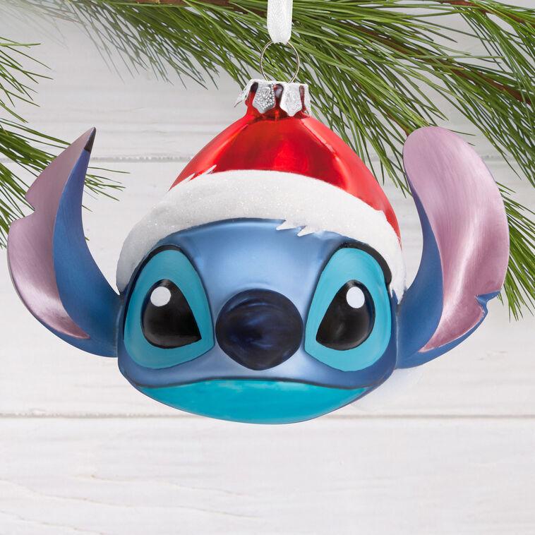 Hallmark Disney Lilo & Stitch In Santa Hat Blown Glass Hallmark Ornament
