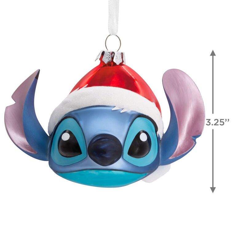 Hallmark Disney Lilo & Stitch In Santa Hat Blown Glass Hallmark Ornament