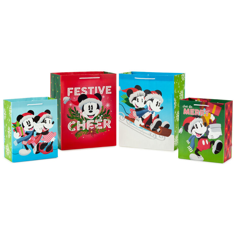 hallmark Disney Mickey and Minnie Christmas Gift Bags Assorted Sizes and Designs