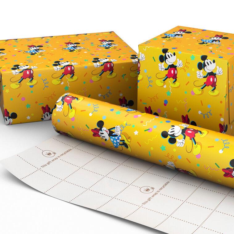 Hallmark Disney Mickey And Minnie On Yellow Wrapping Paper Roll 17.5 Sq. Ft