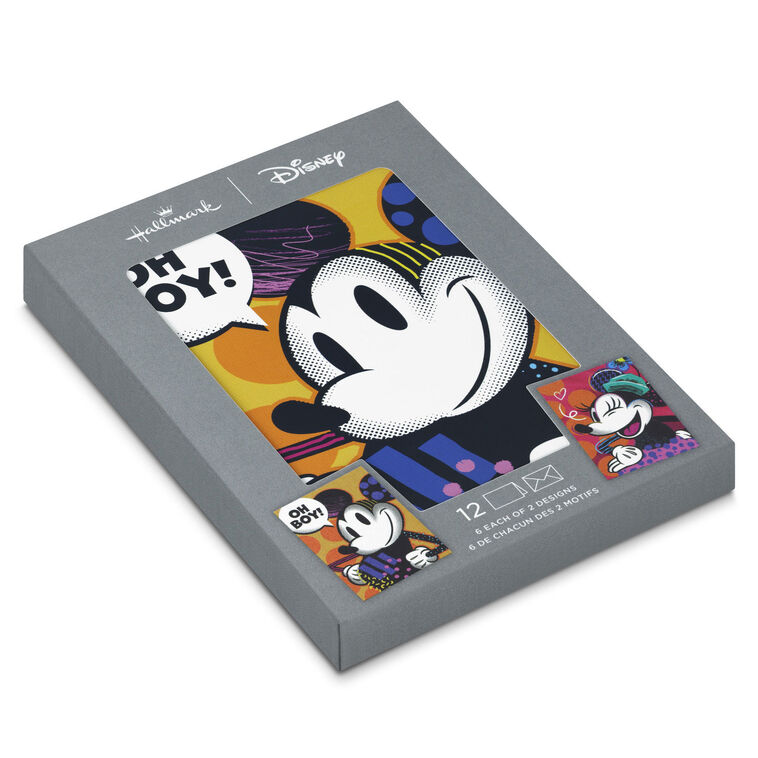 Hallmark Disney Mickey Mouse And Minnie Mouse Modern Assorted Blank Notes Pack Of 12