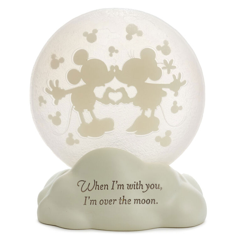 Hallmark Disney Mickey Mouse And Minnie Mouse Moon Figurine With Light