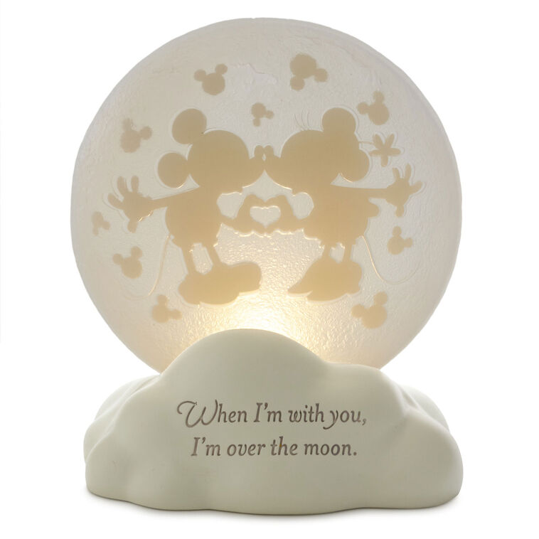 hallmark Disney Mickey Mouse and Minnie Mouse Moon Figurine With Light