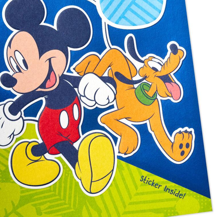 Hallmark Disney Mickey Mouse And Pluto Third Birthday Card For Kid With Sticker