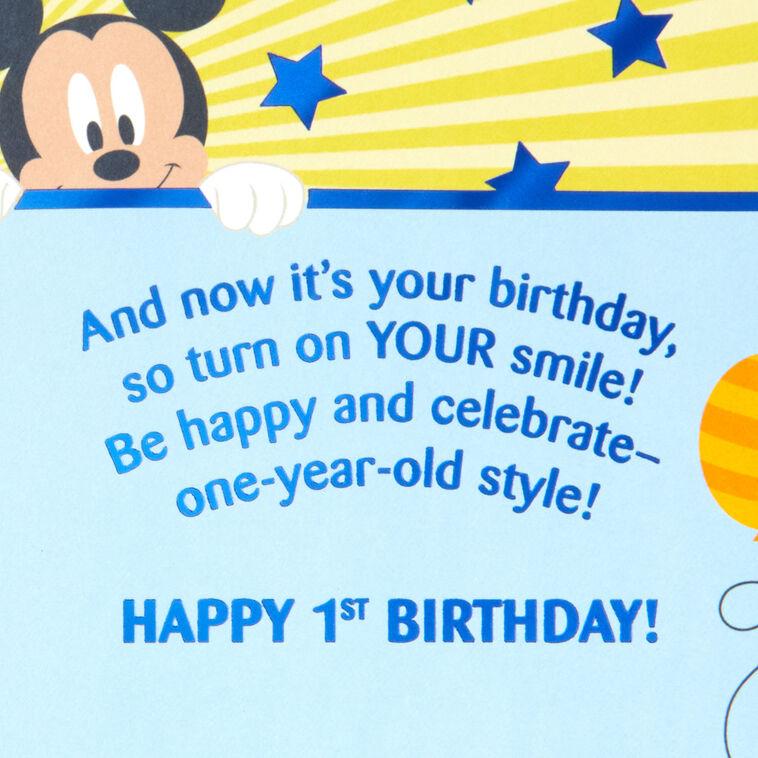Hallmark Disney Mickey Mouse Be Happy And Celebrate First Birthday Card