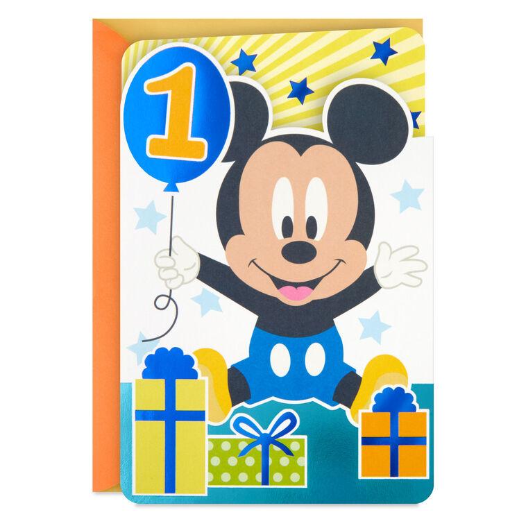 hallmark Disney Mickey Mouse Be Happy and Celebrate First Birthday Card