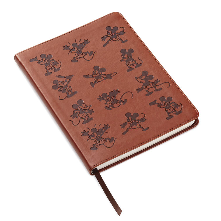 hallmark Disney Mickey Mouse Brown Faux Leather Journal