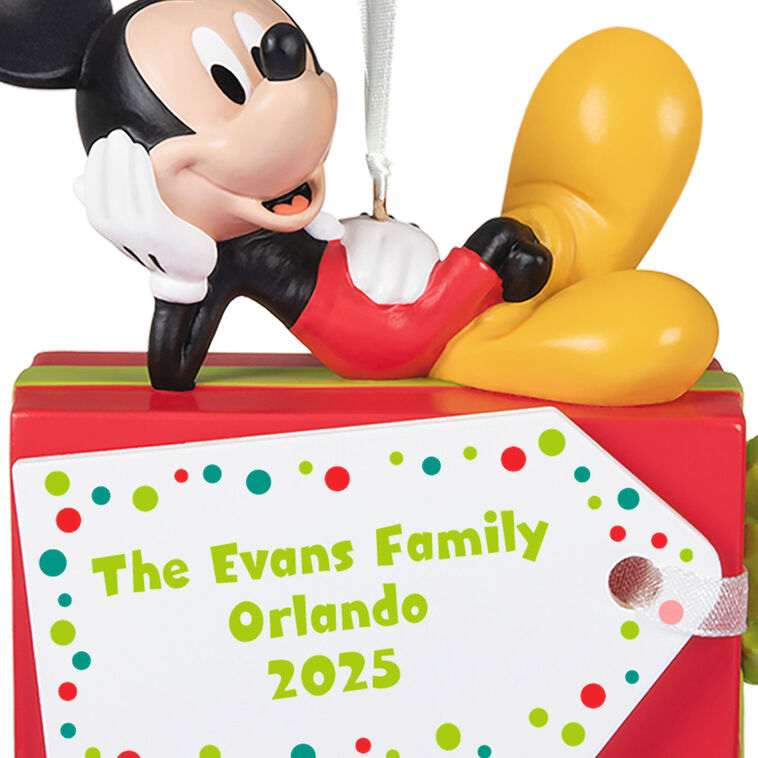 Hallmark Disney Mickey Mouse Christmas Present Personalized Ornament Custom Text