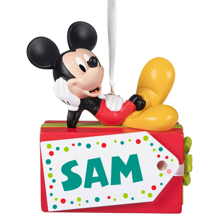hallmark Disney Mickey Mouse Christmas Present Personalized Ornament Custom Text