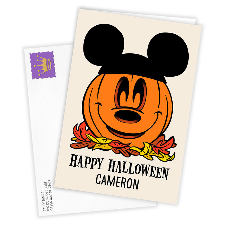 Hallmark Disney Mickey Mouse Ears Pumpkin Custom Halloween Card