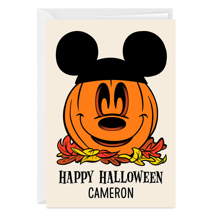 hallmark Disney Mickey Mouse Ears Pumpkin Custom Halloween Card